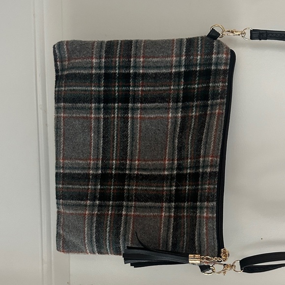 Plaid Crossbody Bag - Black and Gray - Picture 2 of 7